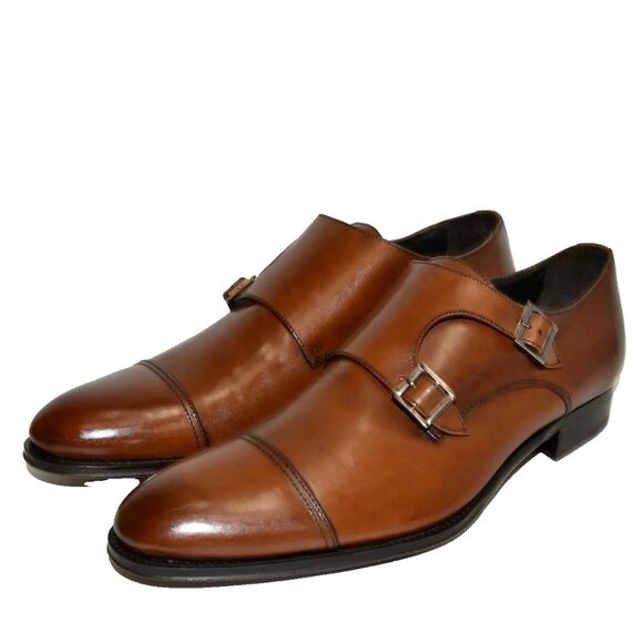 New! To Boot New York 'Medford' Double Monk Strap 10.5 Cognac Brown DD473